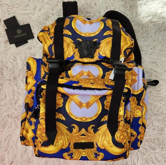 Versace Baroque Print Nylon Backpack - Made in Italy - Picture 1 of 14